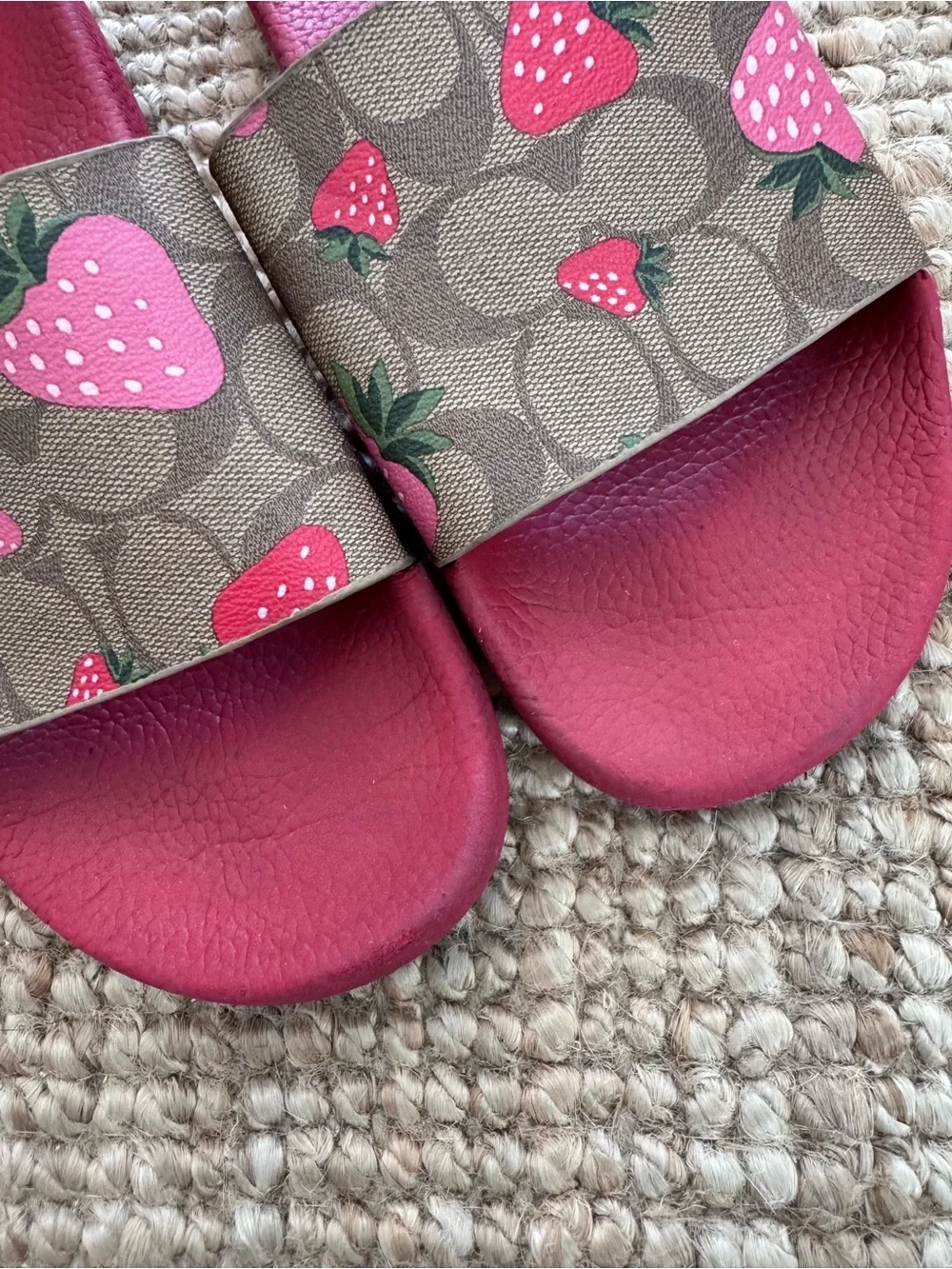 Coach Uli Sport Slide with Wild Strawberry Print